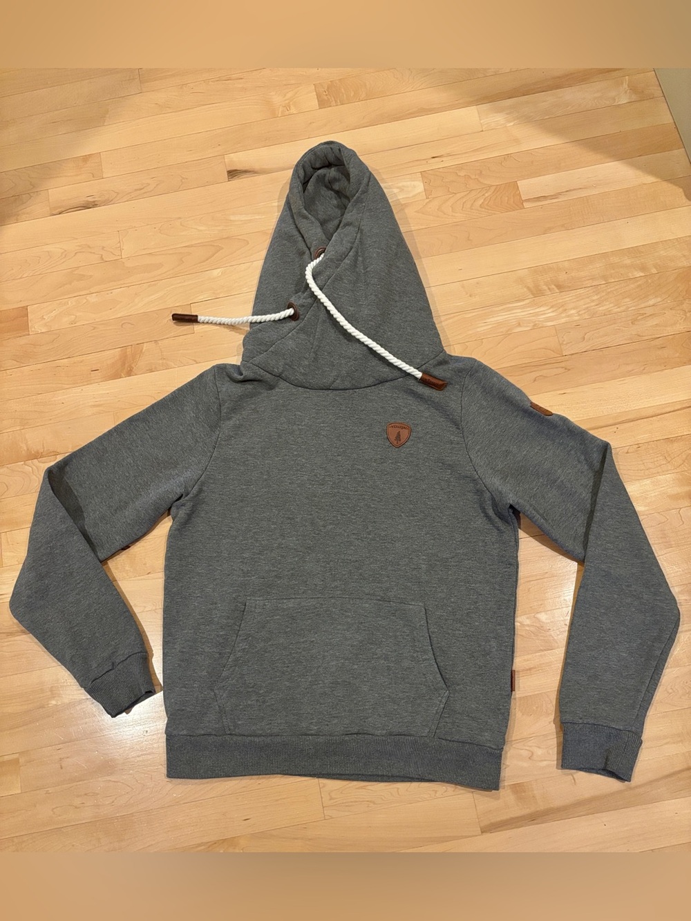 Wanakome Dark Heather Grey Mens Cozy Funnel Neck Pullover Hoodie - M